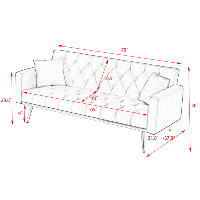 LittleConch 73" Velvet Convertible Folding Futon Sofa Bed Sleeper Sofa
